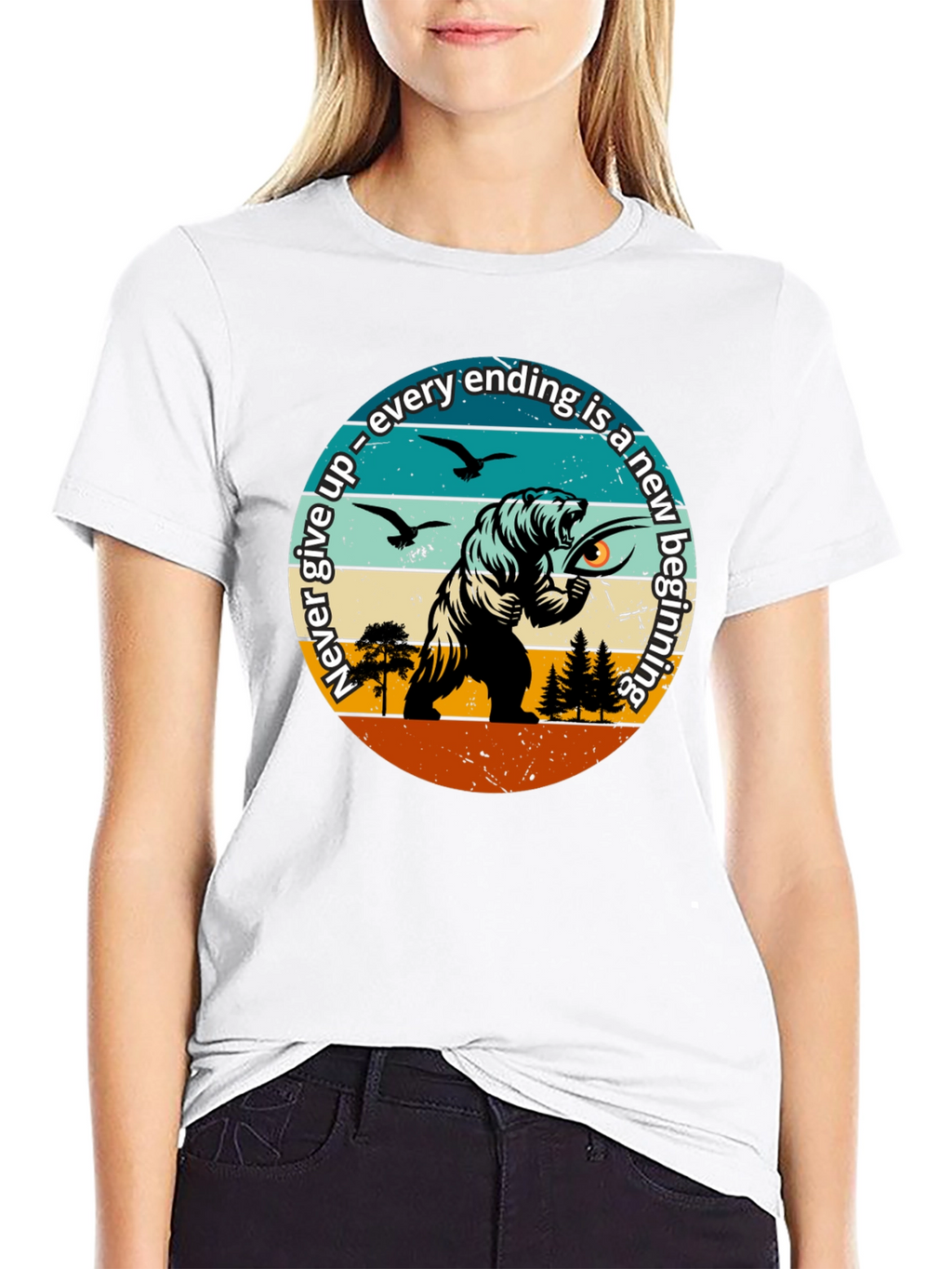 Motivational Bear Graphic T-Shirt: New Beginnings
