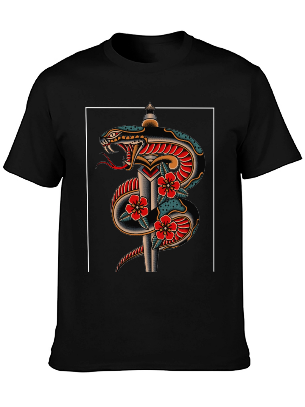Snake & Dagger Graphic Tee - Classic Tattoo Style