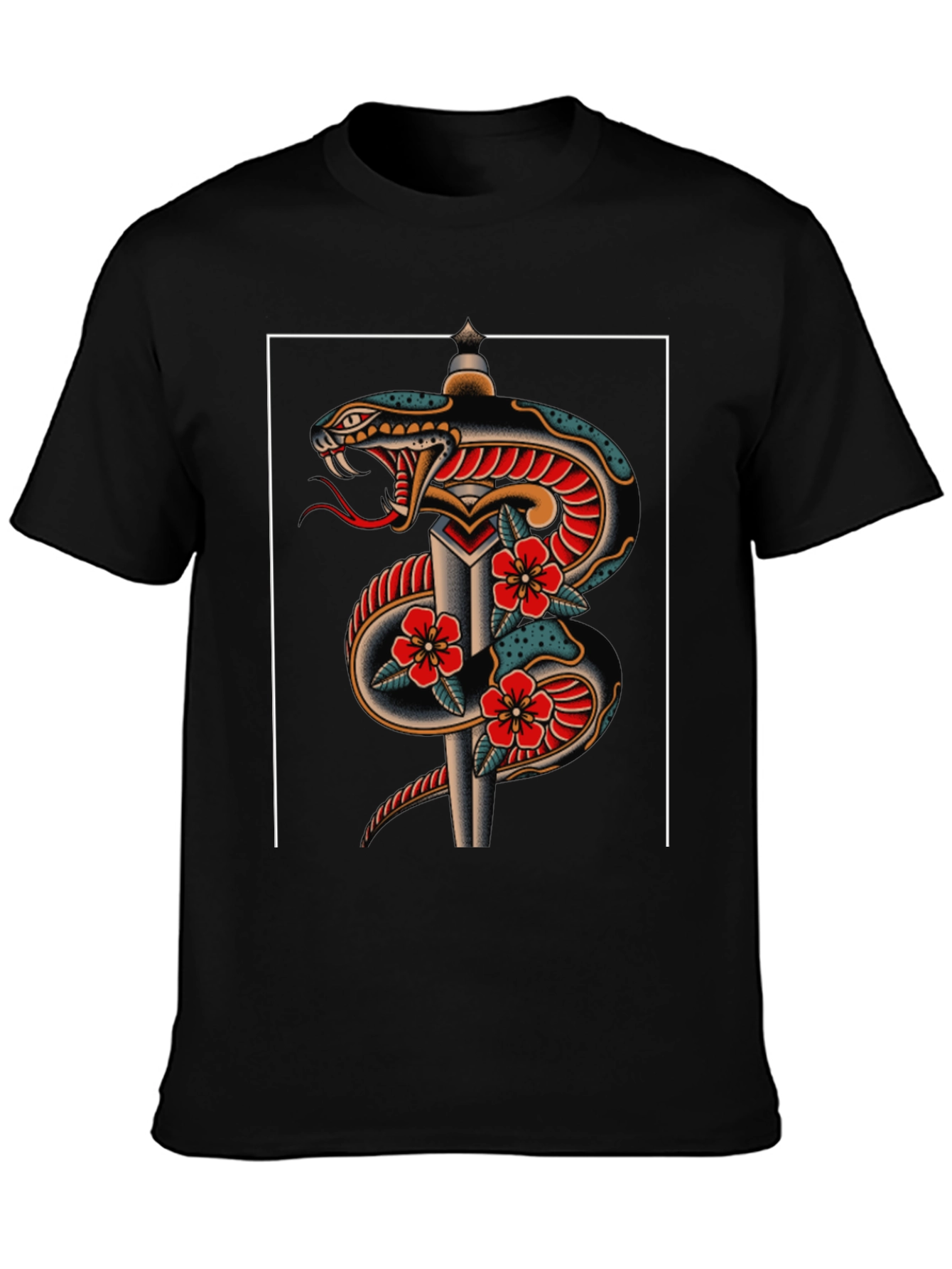 Snake & Dagger Graphic Tee - Classic Tattoo Style