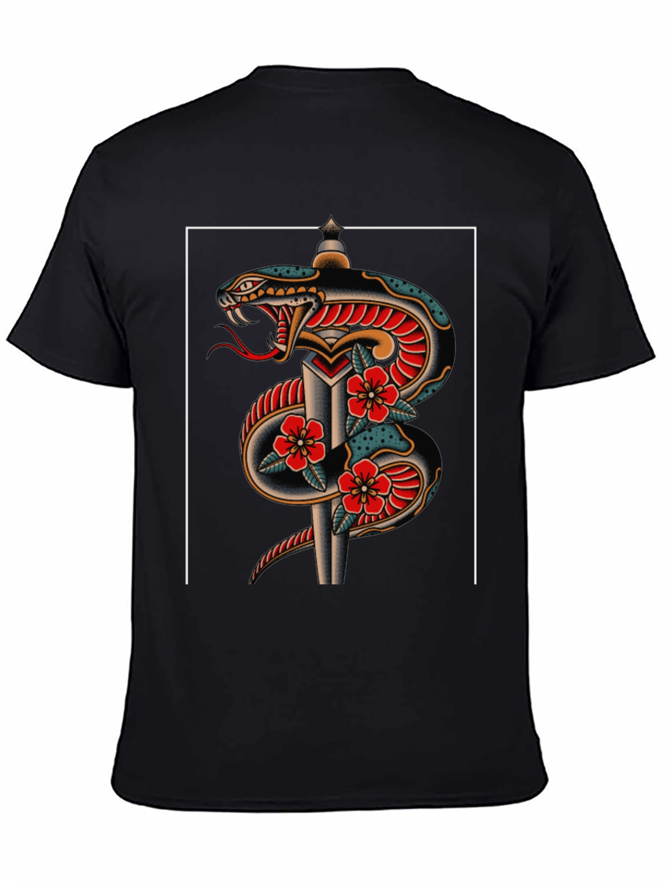 Snake & Dagger Graphic Tee - Classic Tattoo Style