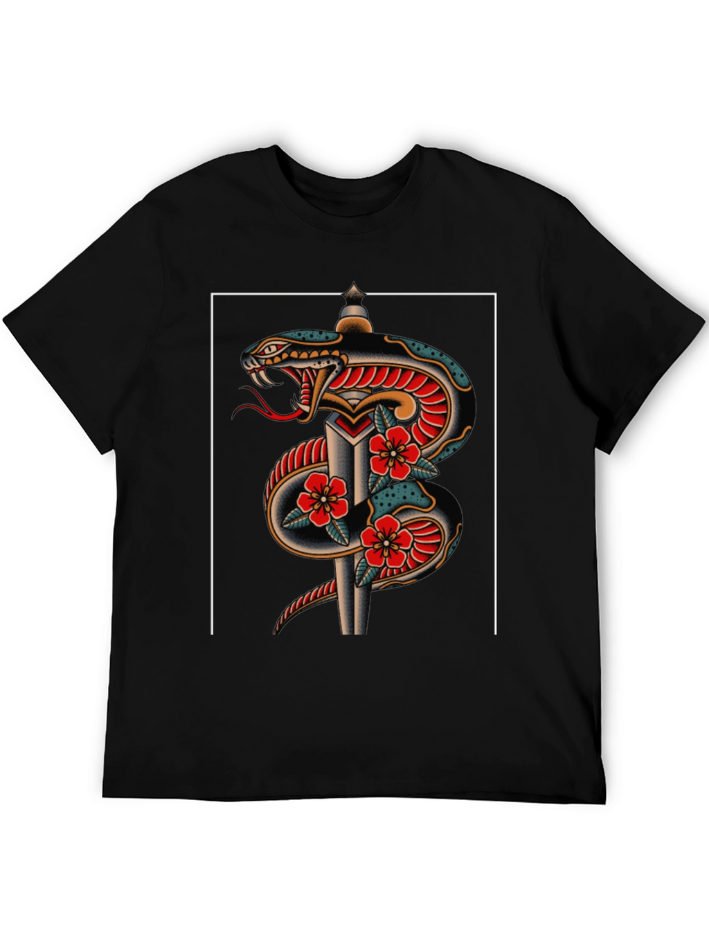 Snake & Dagger Graphic Tee - Classic Tattoo Style