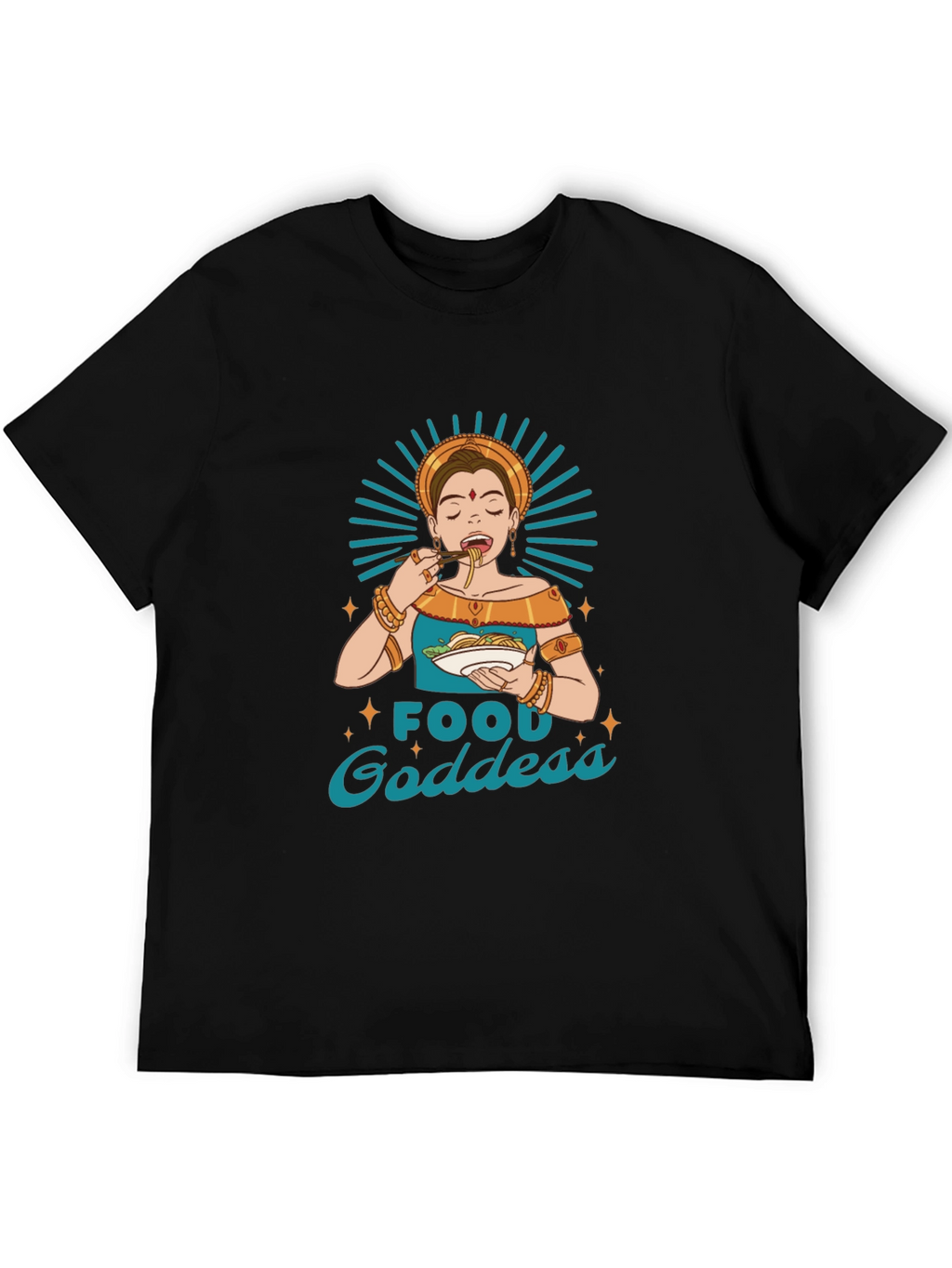 Food Goddess Graphic Tee - Black Cotton T-Shirt