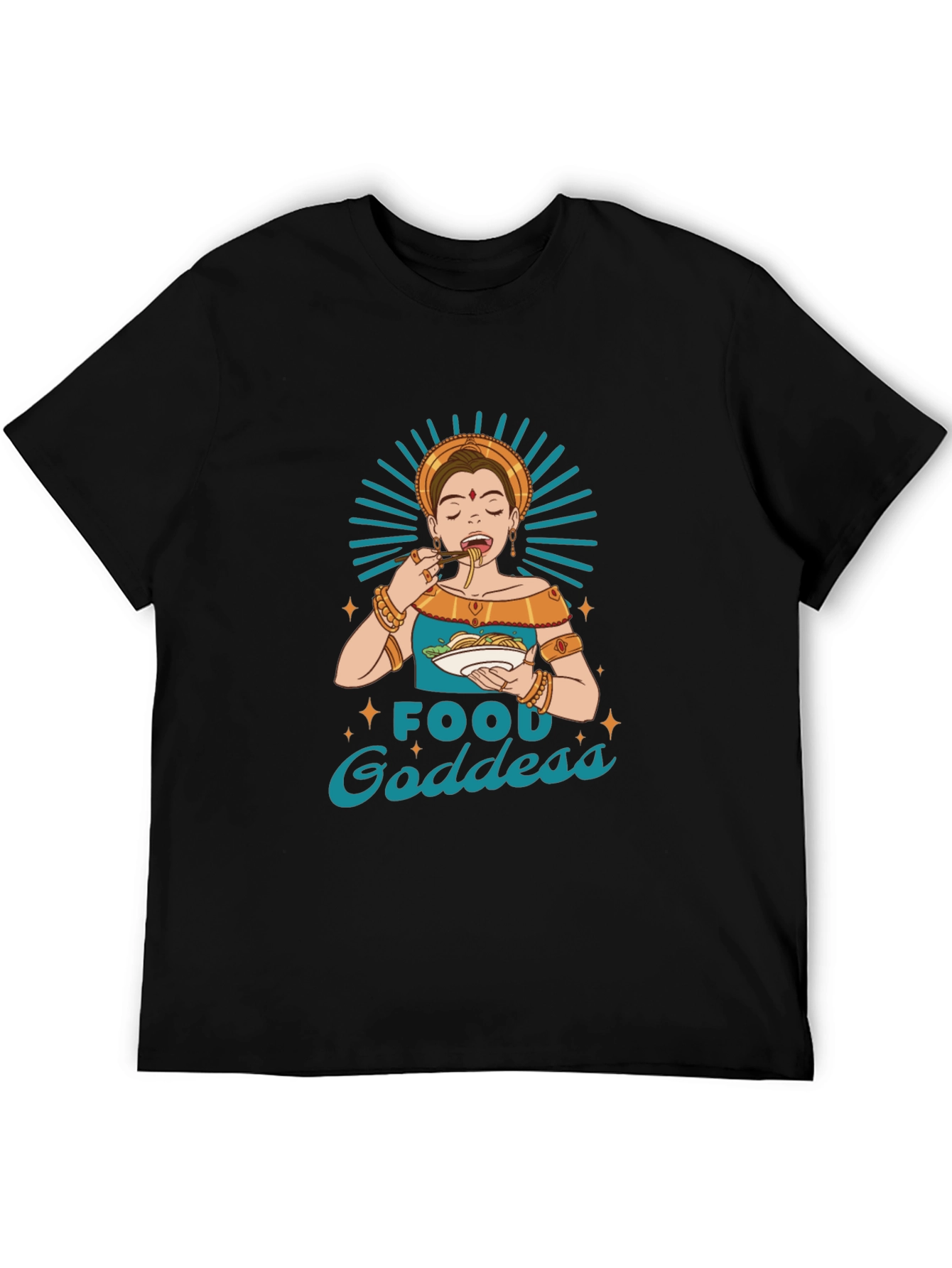 Food Goddess Graphic Tee - Black Cotton T-Shirt