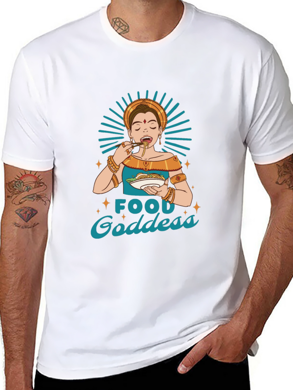 Food Goddess Graphic Tee - Black Cotton T-Shirt