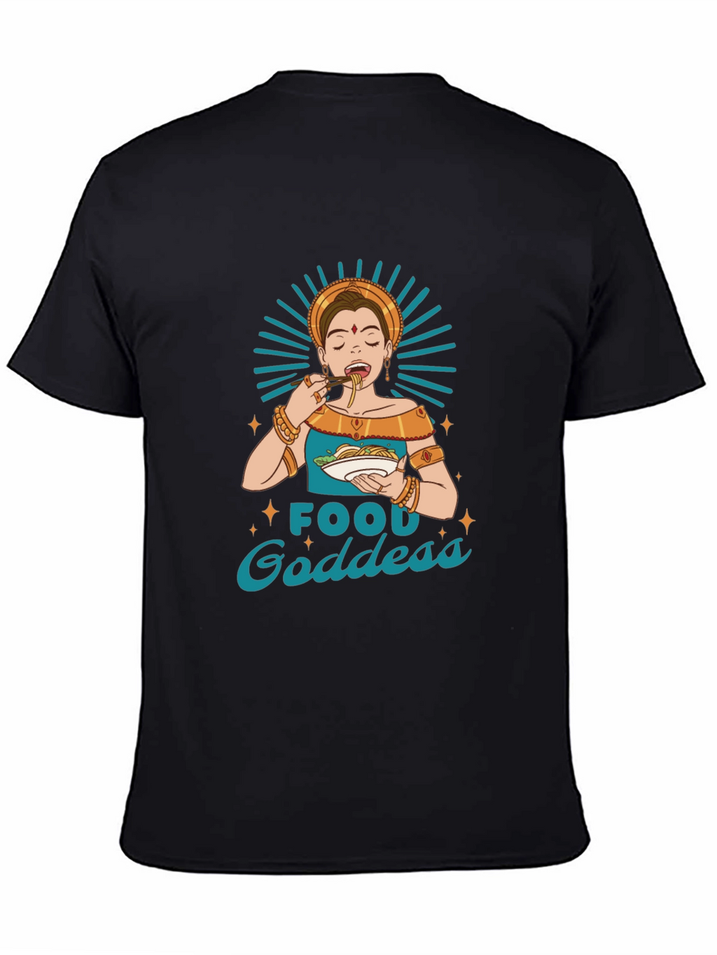 Food Goddess Graphic Tee - Black Cotton T-Shirt