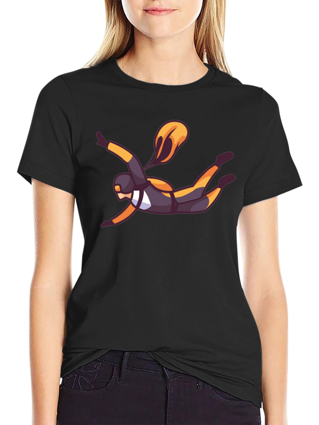 Skydiver Graphic Black T-Shirt