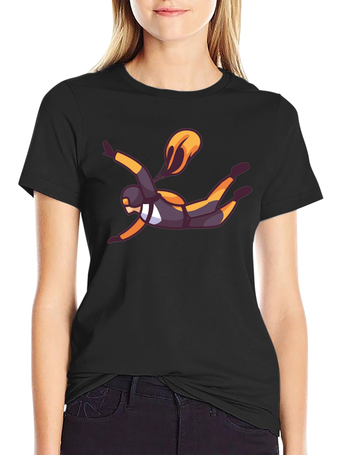 Skydiver Graphic Black T-Shirt