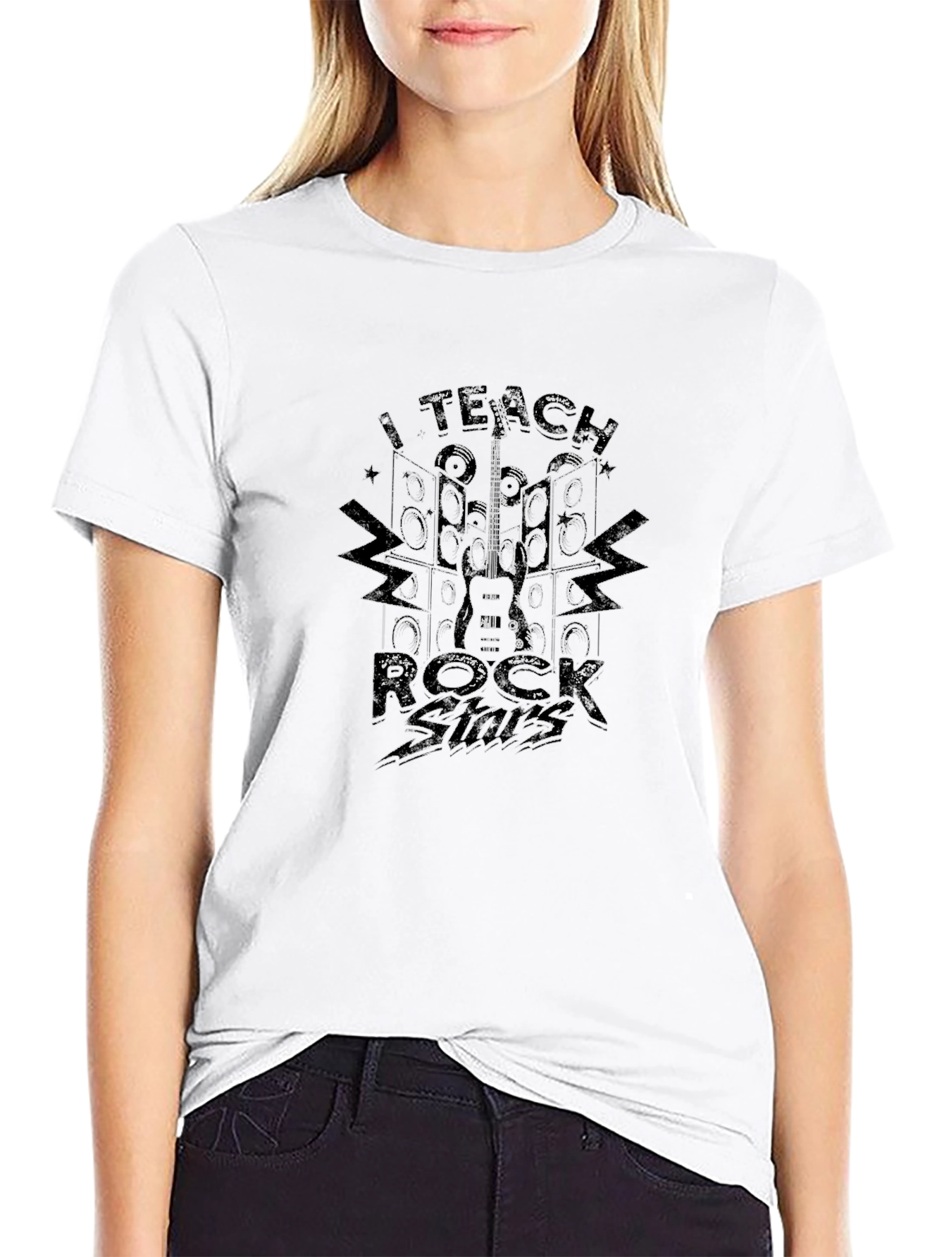 I Teach Rock Stars Black Graphic Tee