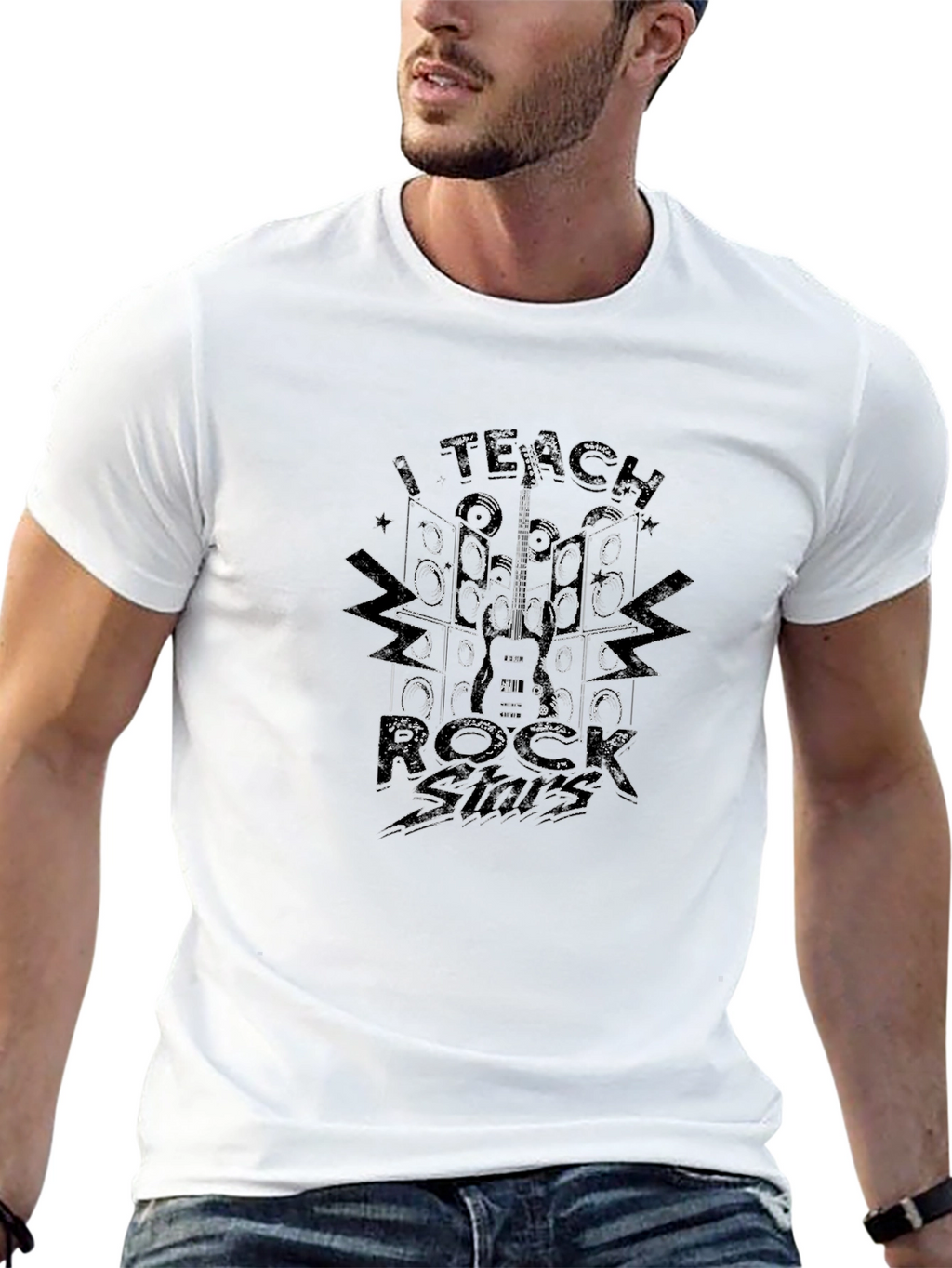 I Teach Rock Stars Black Graphic Tee