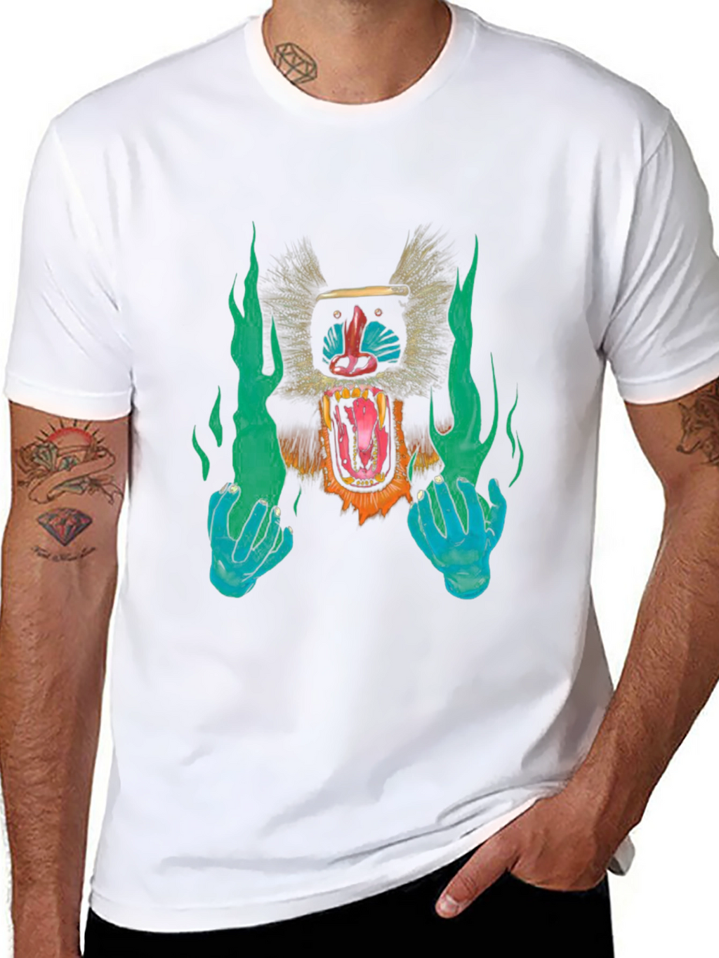 Monkey Face Graphic Black T-Shirt