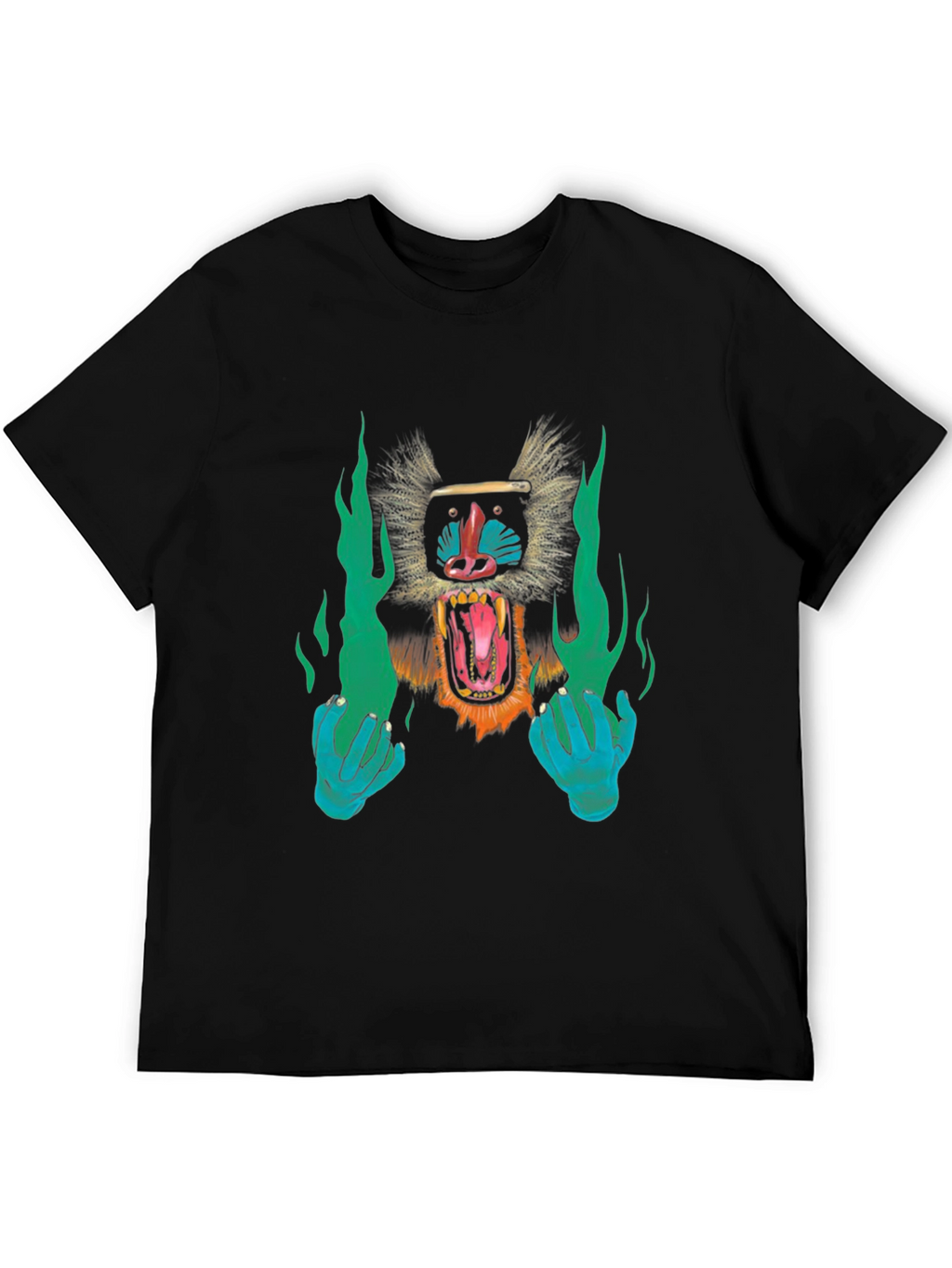 Monkey Face Graphic Black T-Shirt