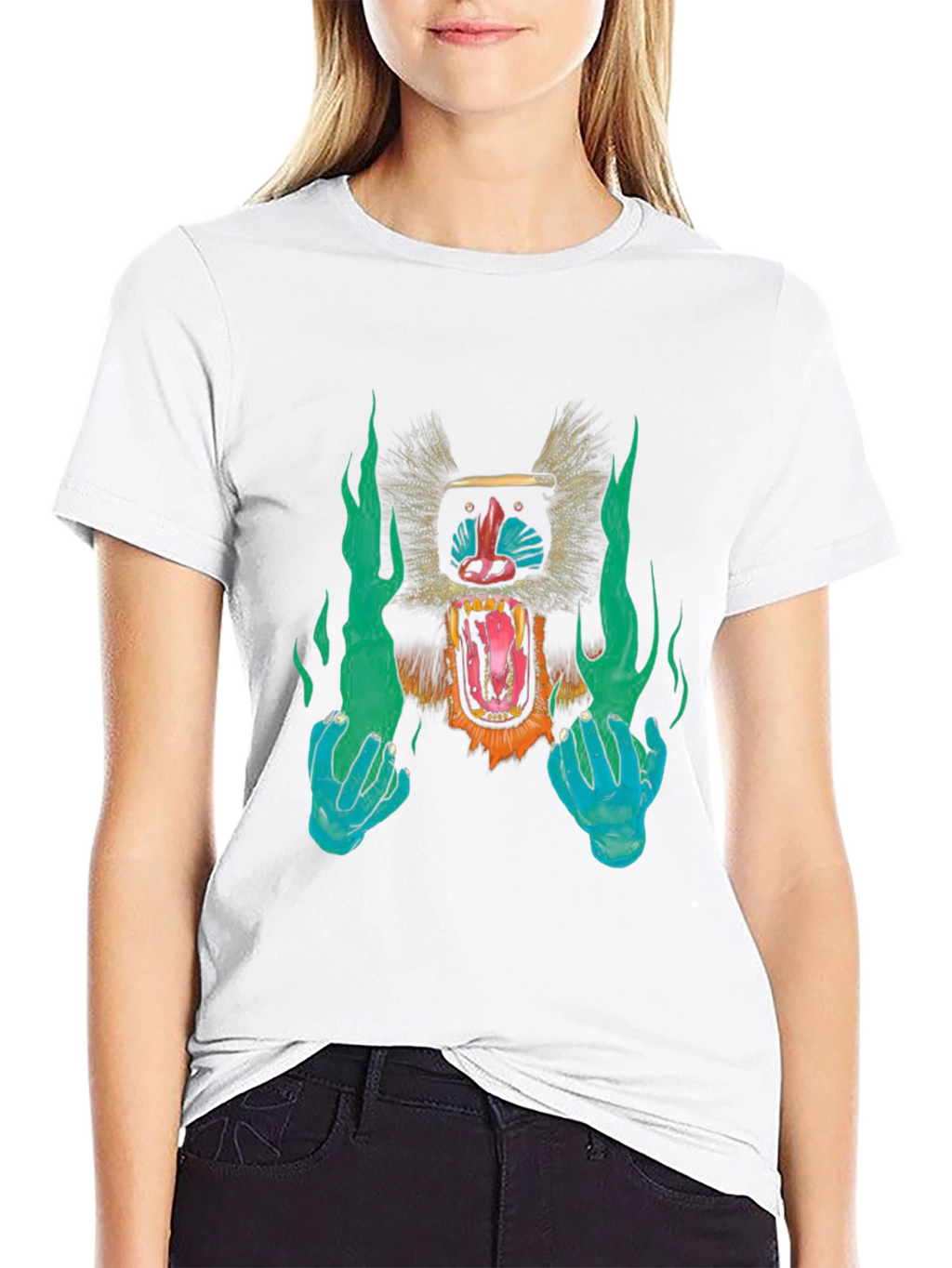 Monkey Face Graphic Black T-Shirt