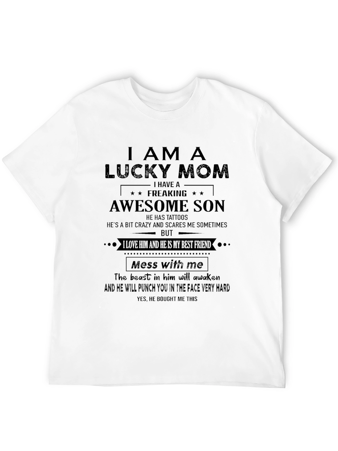 Lucky Mom Awesome Son Graphic Tee