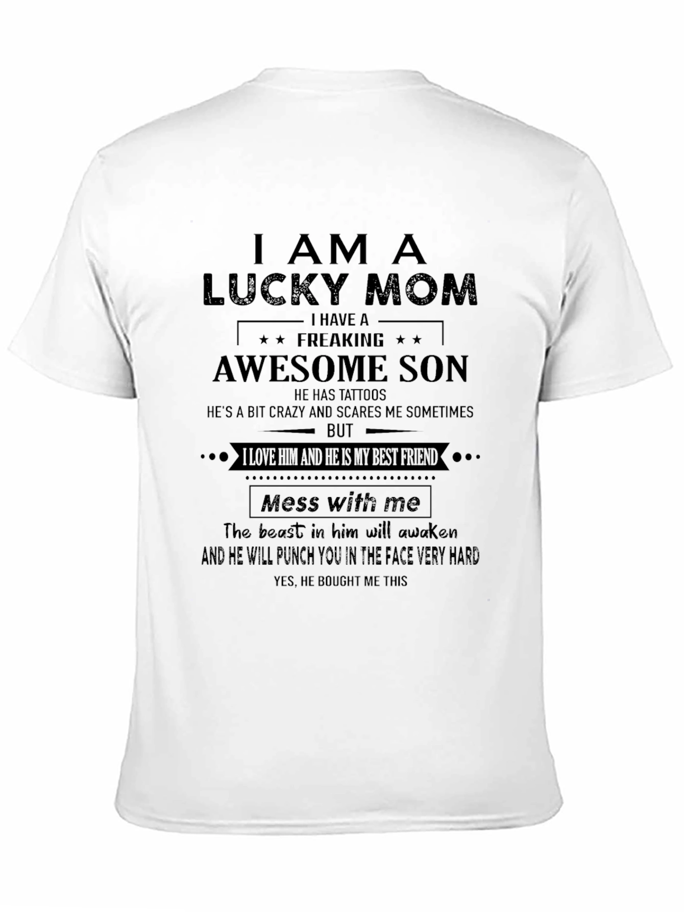 Lucky Mom Awesome Son Graphic Tee