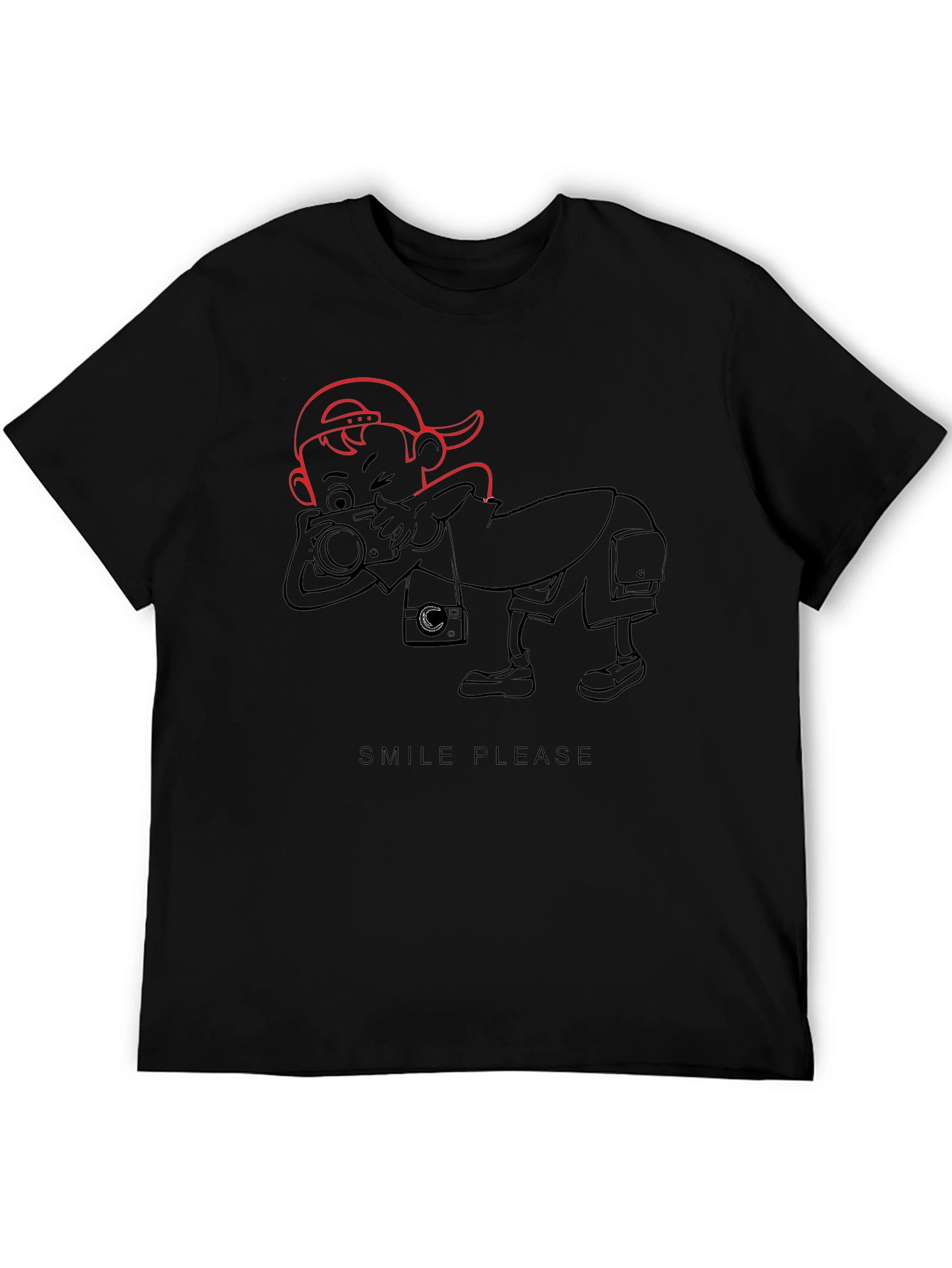 Cartoon Photographer Graphic T-Shirt - Black
