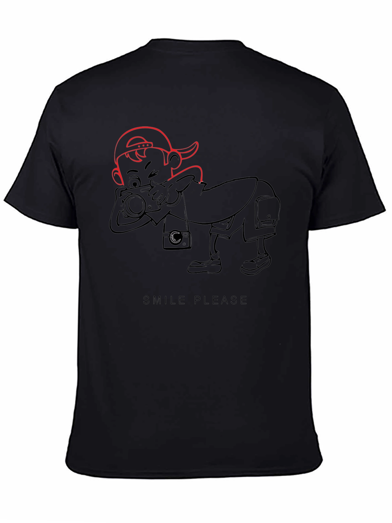 Cartoon Photographer Graphic T-Shirt - Black