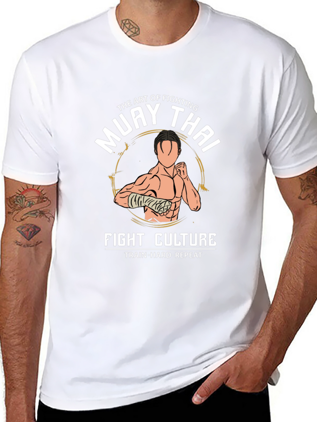 Muay Thai Fight Culture T-Shirt - Train Hard Repeat