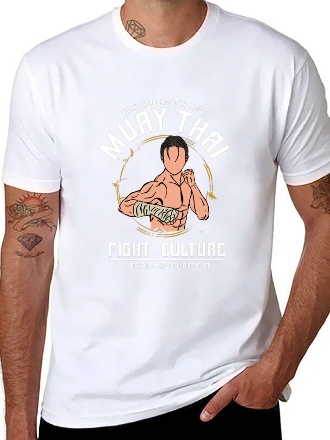Muay Thai Fight Culture T-Shirt - Train Hard Repeat