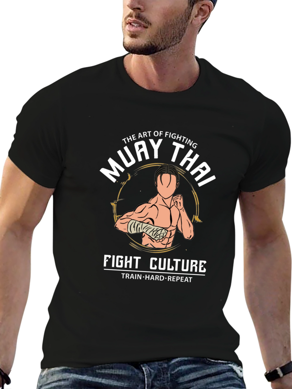 Muay Thai Fight Culture T-Shirt - Train Hard Repeat