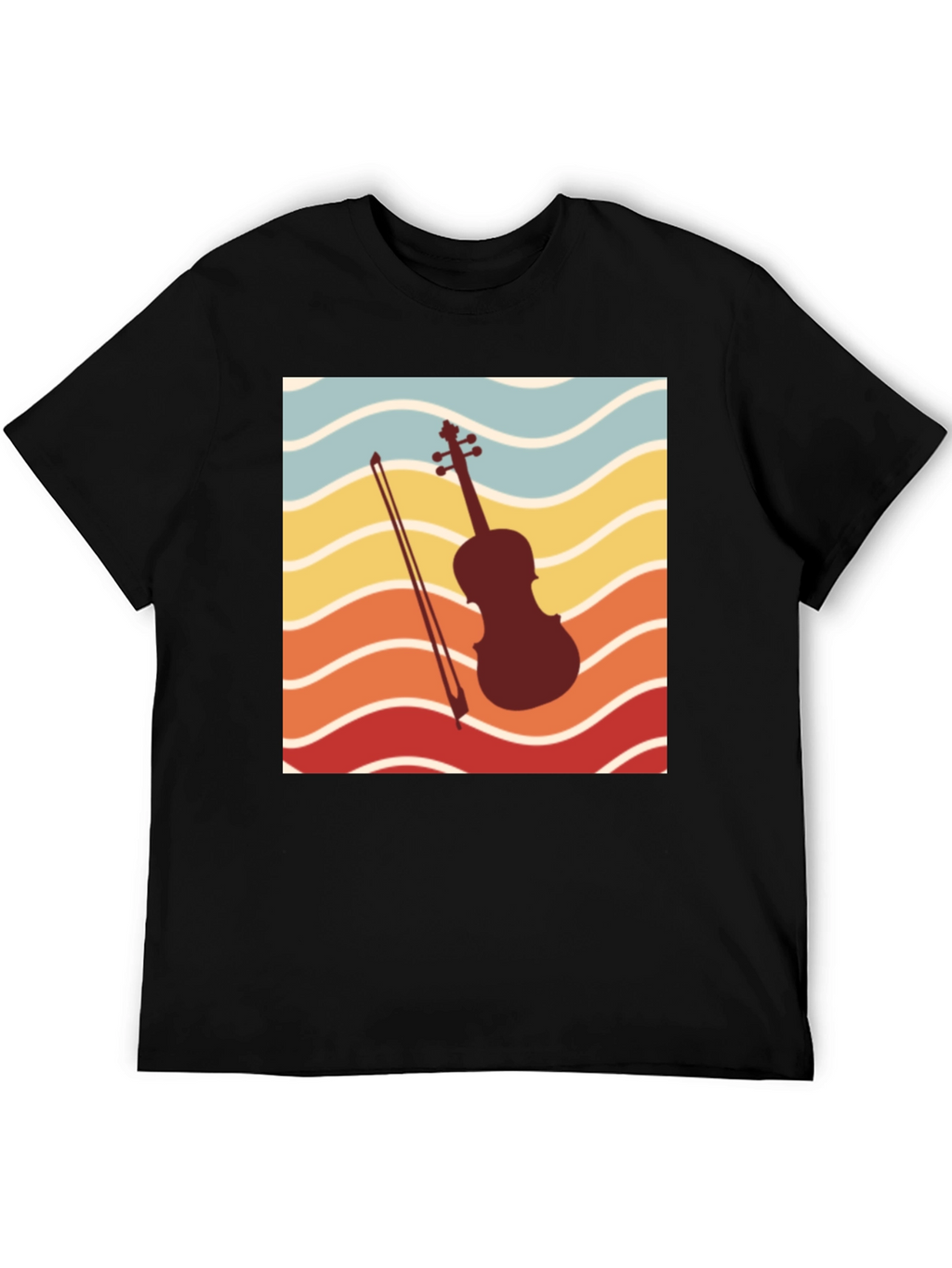 Retro Violin Sunset Graphic Tee