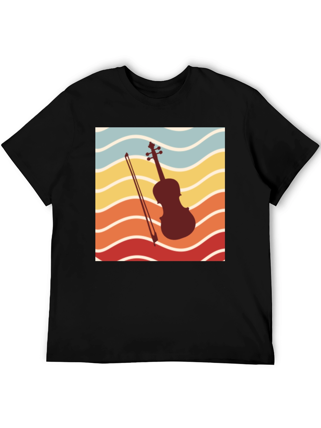 Retro Violin Sunset Graphic Tee