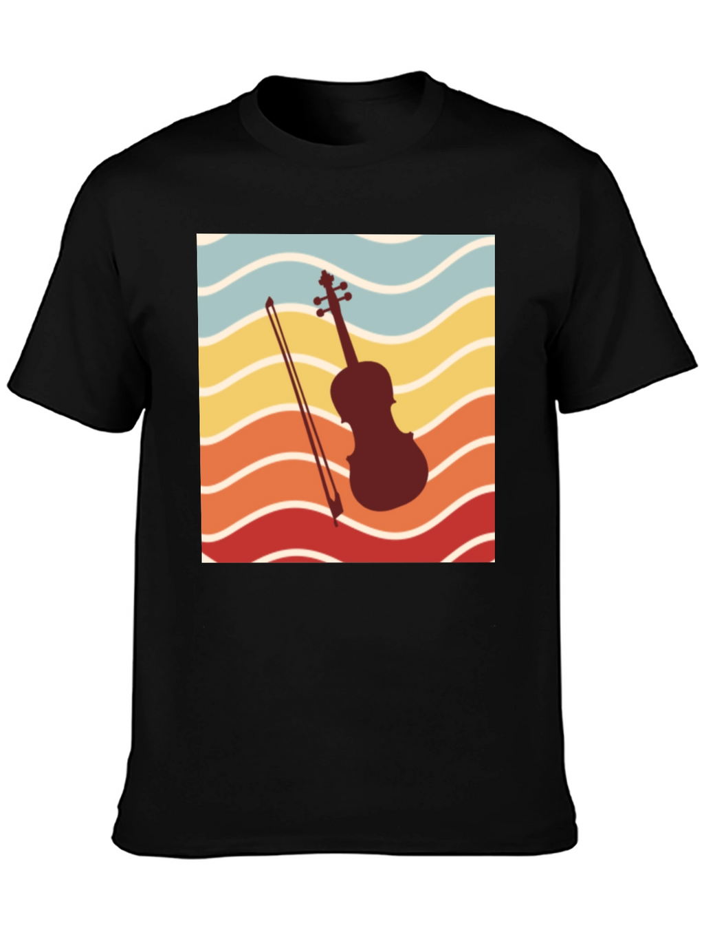 Retro Violin Sunset Graphic Tee