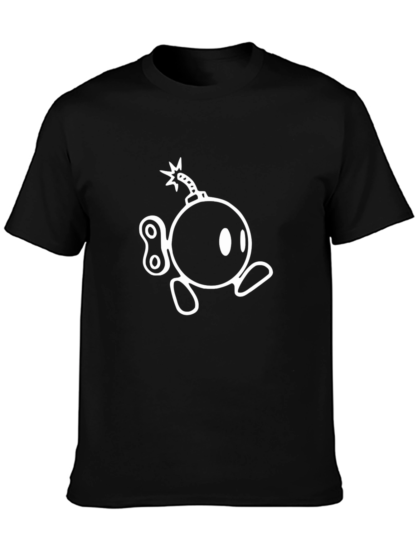 Black T-Shirt with Whimsical Bomb Design