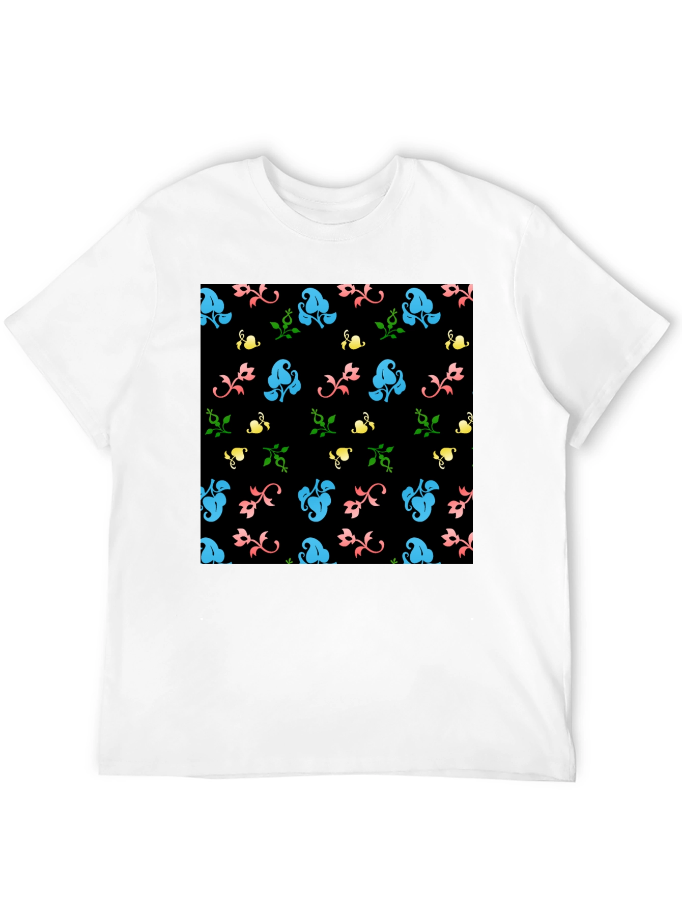 Floral Patterned Black T-Shirt
