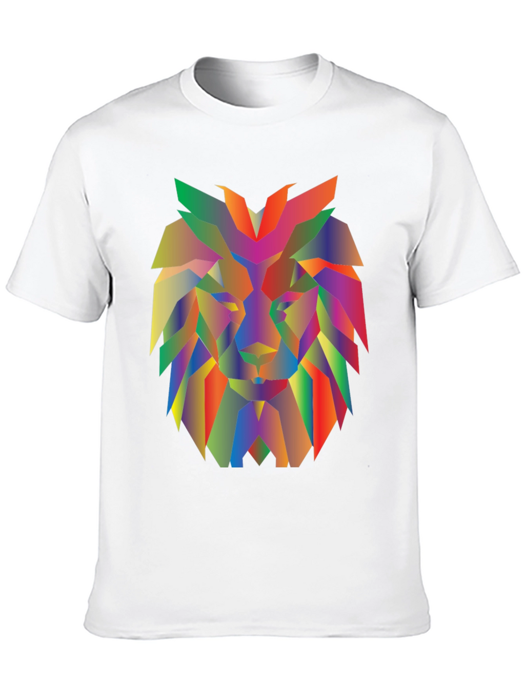 Geometric Lion Graphic Tee - Modern Mens Black T-Shirt