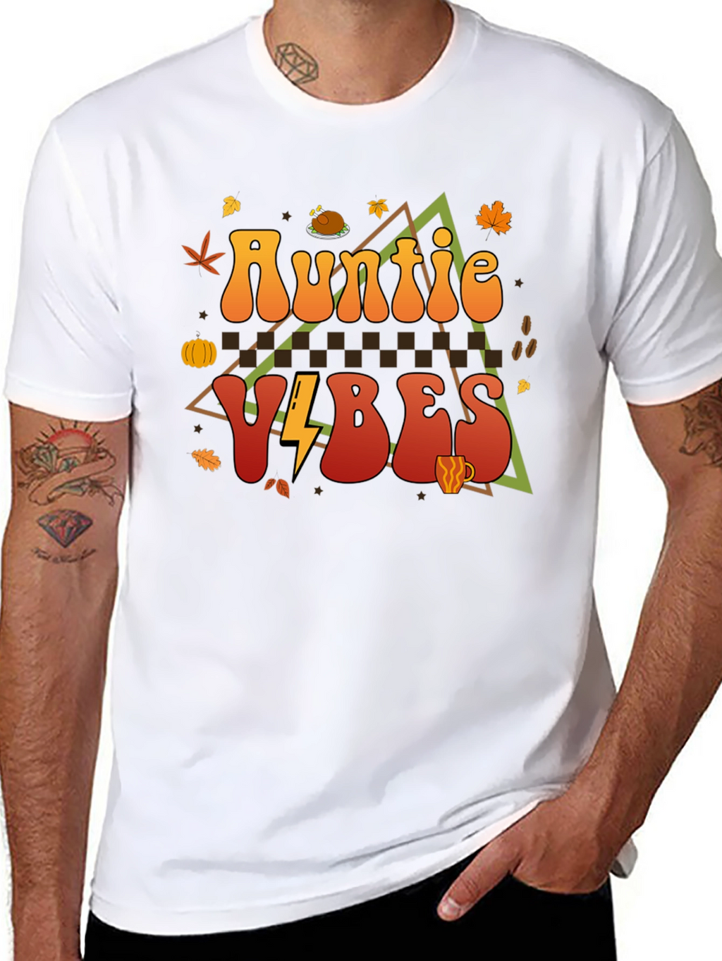 Auntie Vibes Thanksgiving Graphic T-Shirt