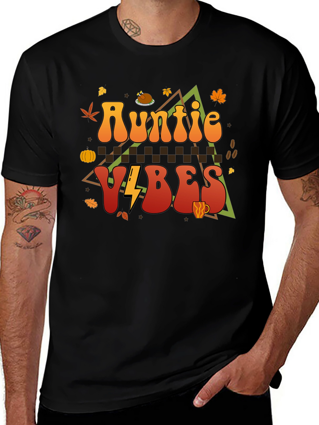 Auntie Vibes Thanksgiving Graphic T-Shirt