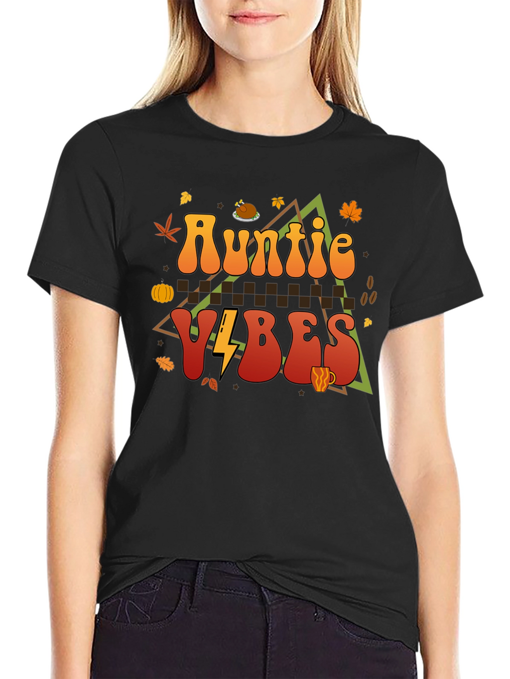 Auntie Vibes Thanksgiving Graphic T-Shirt