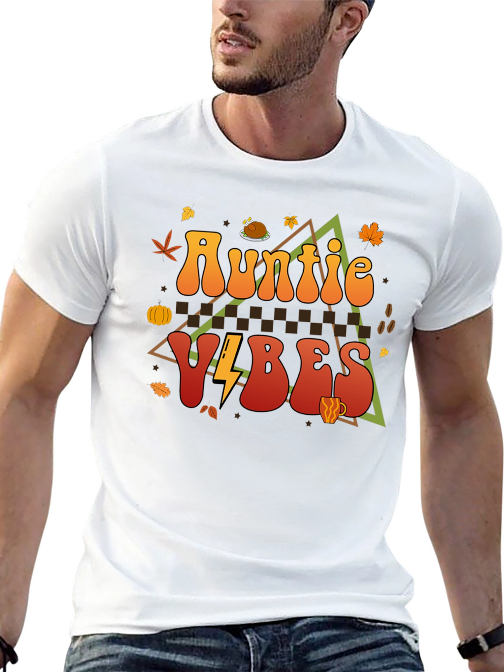 Auntie Vibes Thanksgiving Graphic T-Shirt