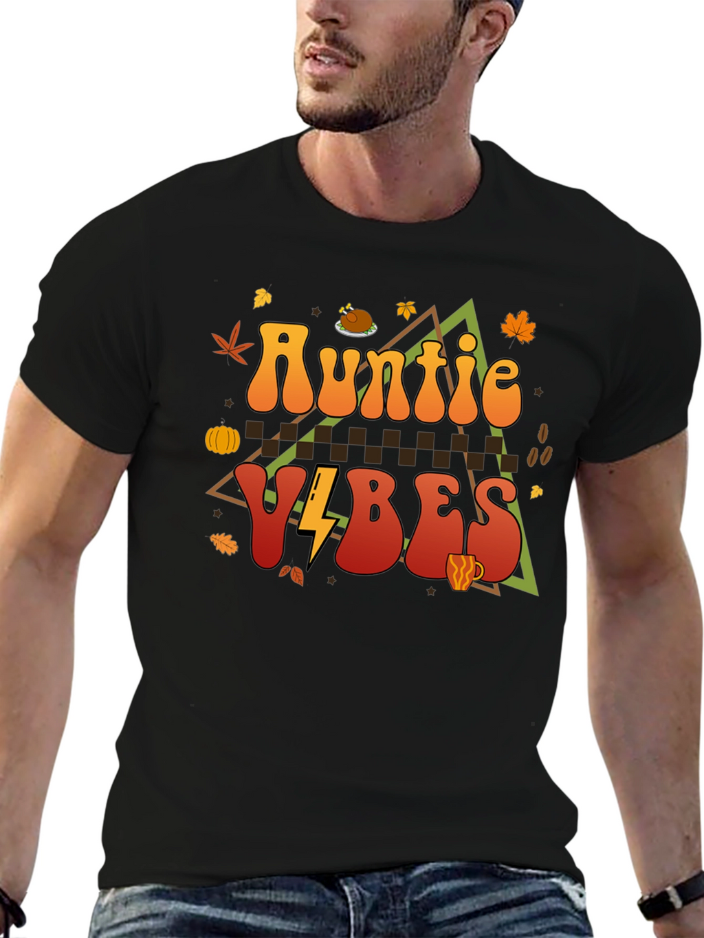 Auntie Vibes Thanksgiving Graphic T-Shirt
