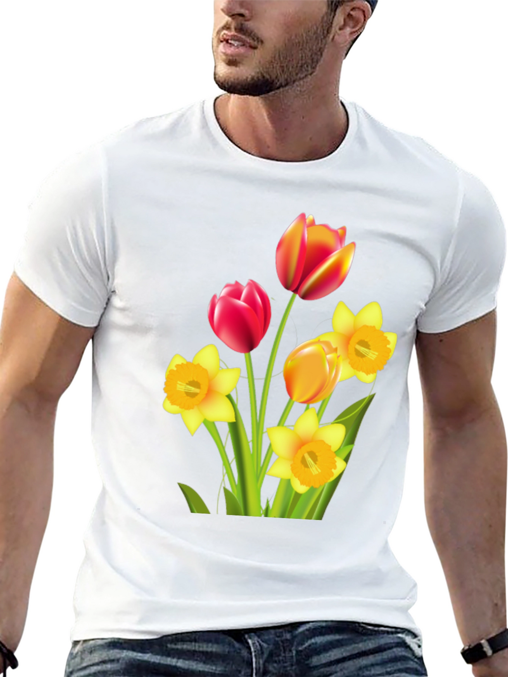 Floral Bouquet Graphic T-Shirt - Black