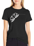 Stylish Black T-Shirt with Abstract White Design