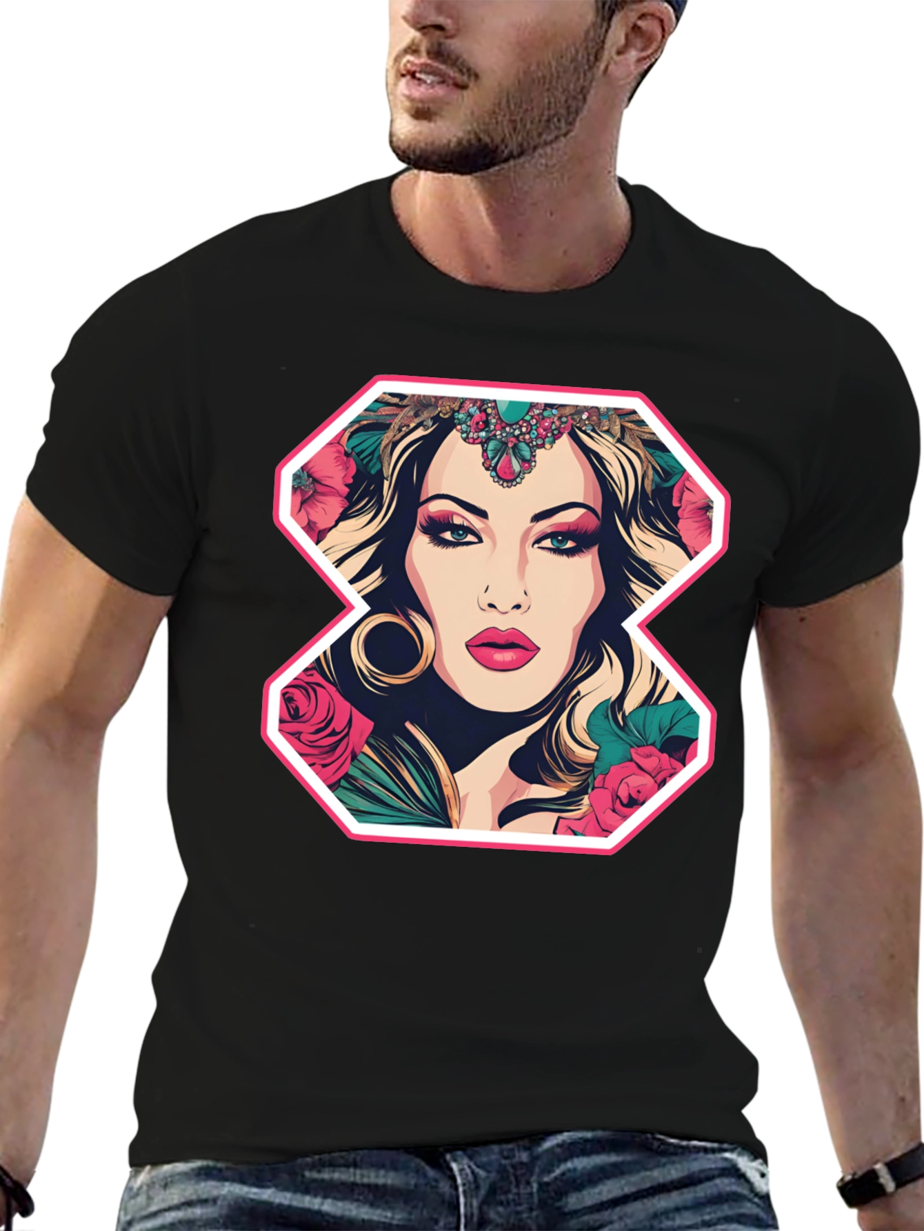 Floral Goddess Graphic Tee - Bold Fashion Statement
