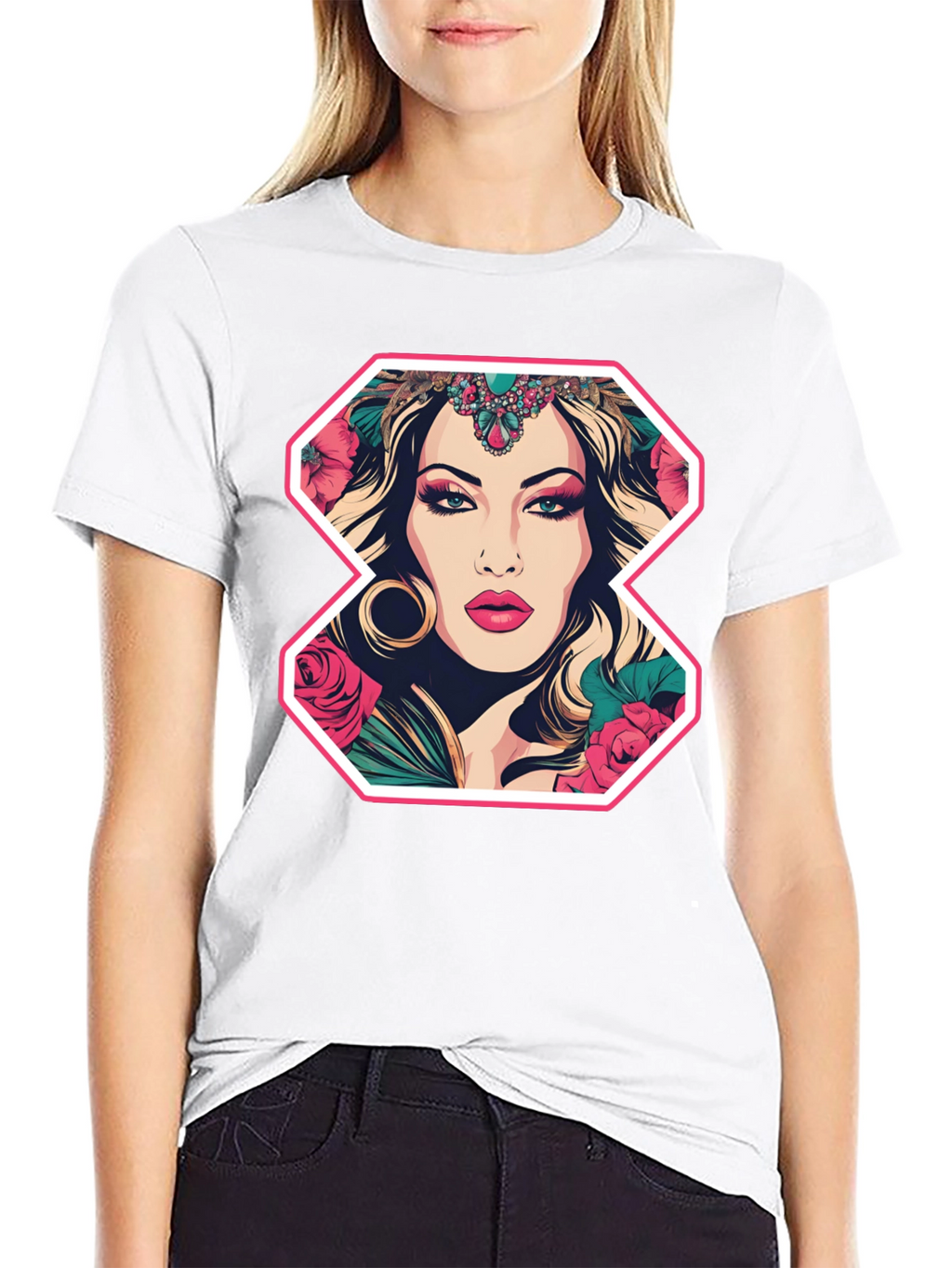 Floral Goddess Graphic Tee - Bold Fashion Statement