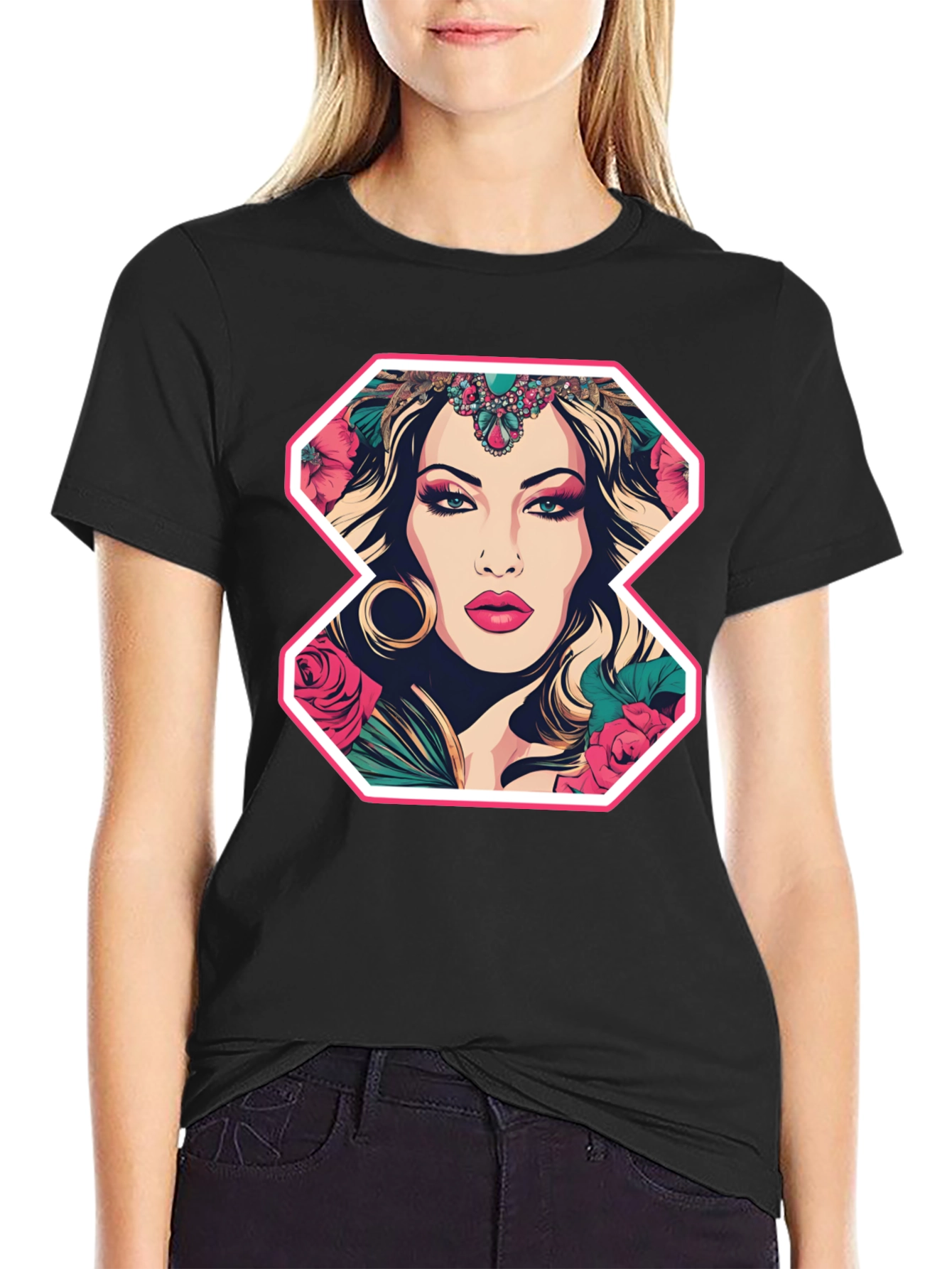 Floral Goddess Graphic Tee - Bold Fashion Statement