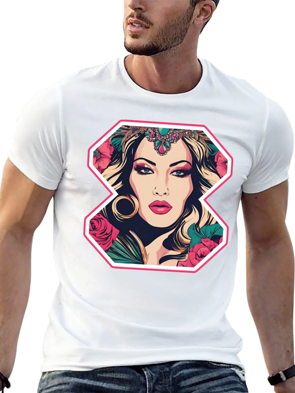 Floral Goddess Graphic Tee - Bold Fashion Statement