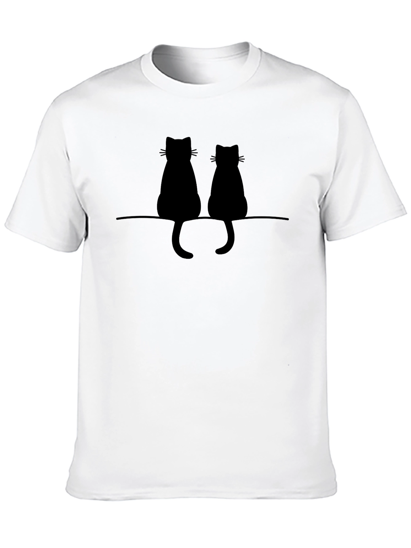 Cats On A Wire Black T-Shirt