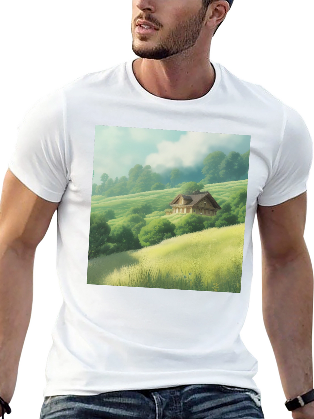 Scenic Valley House Graphic Tee - Nature Lover Shirt