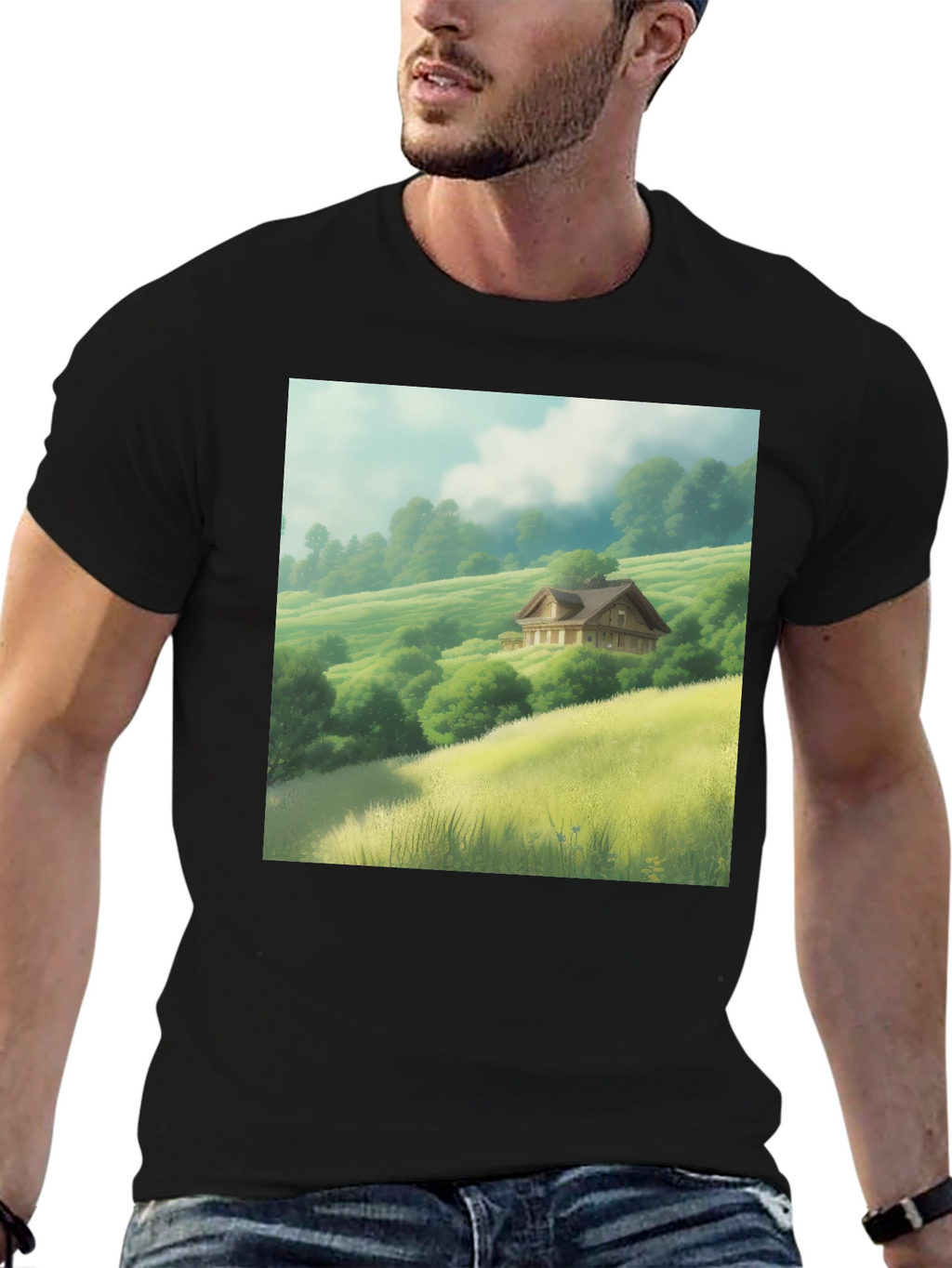 Scenic Valley House Graphic Tee - Nature Lover Shirt