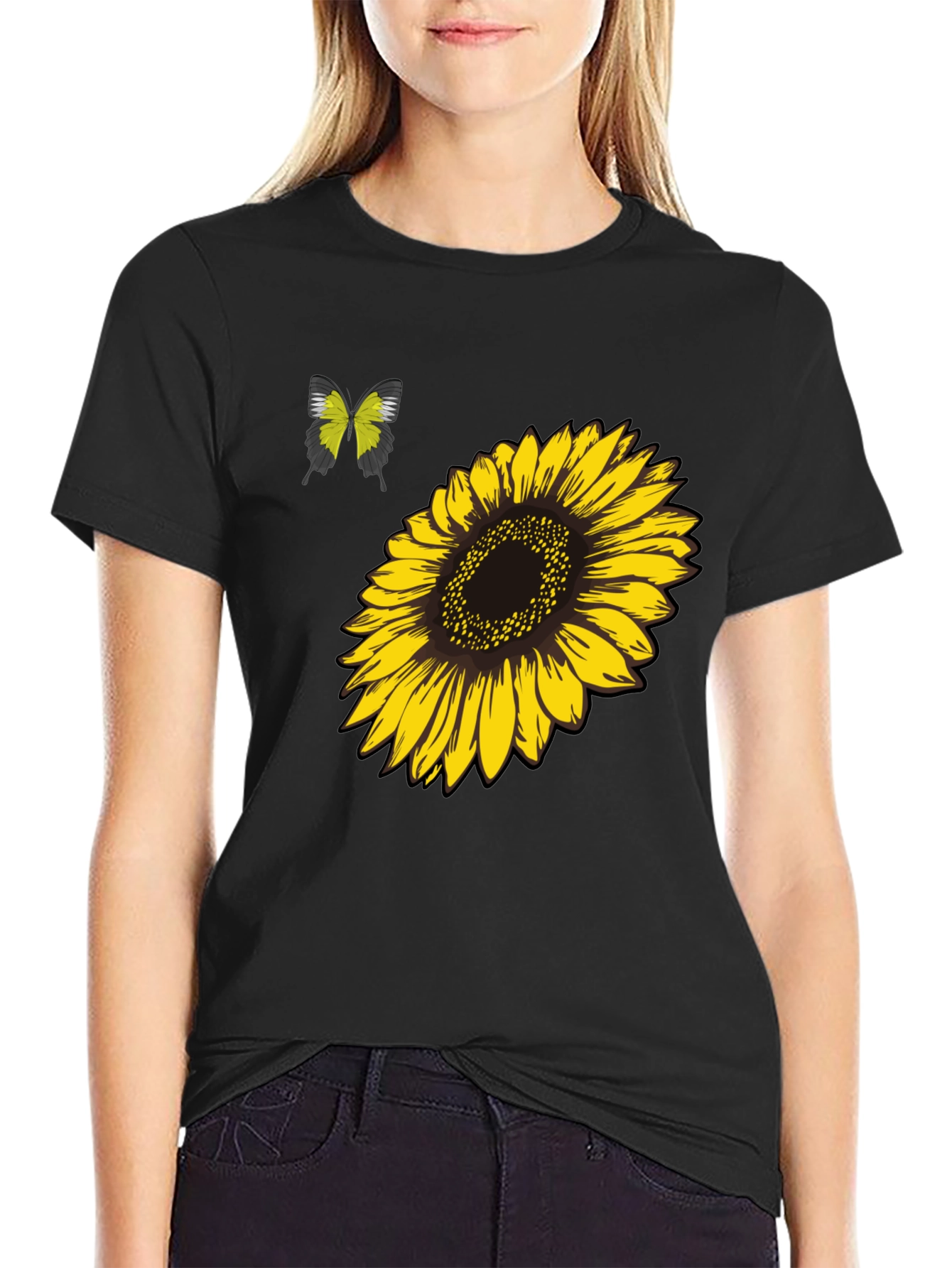 Sunflower & Butterfly Graphic Tee