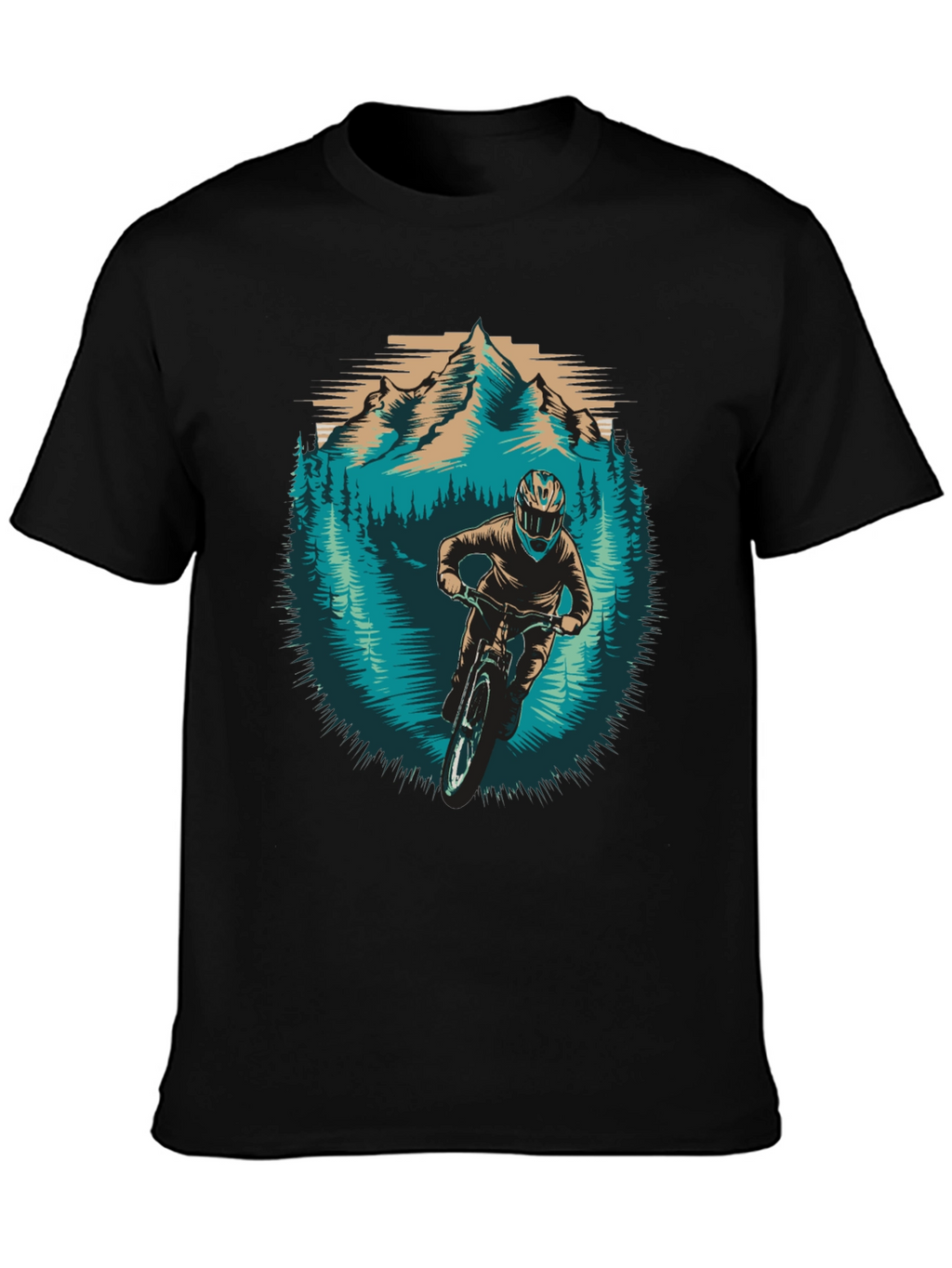 Mountain Biker Graphic Tee - Nature Adventure Shirt