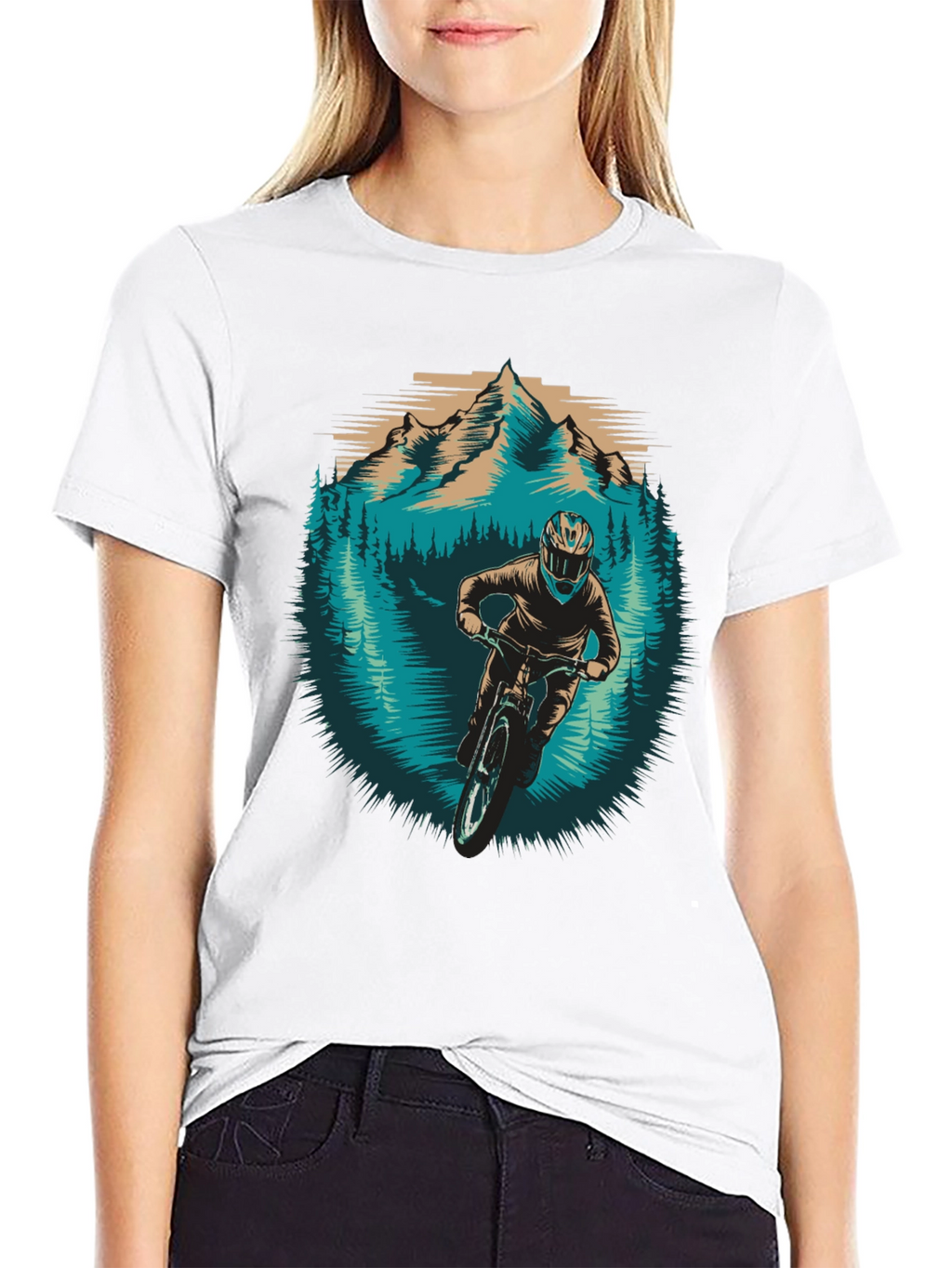 Mountain Biker Graphic Tee - Nature Adventure Shirt