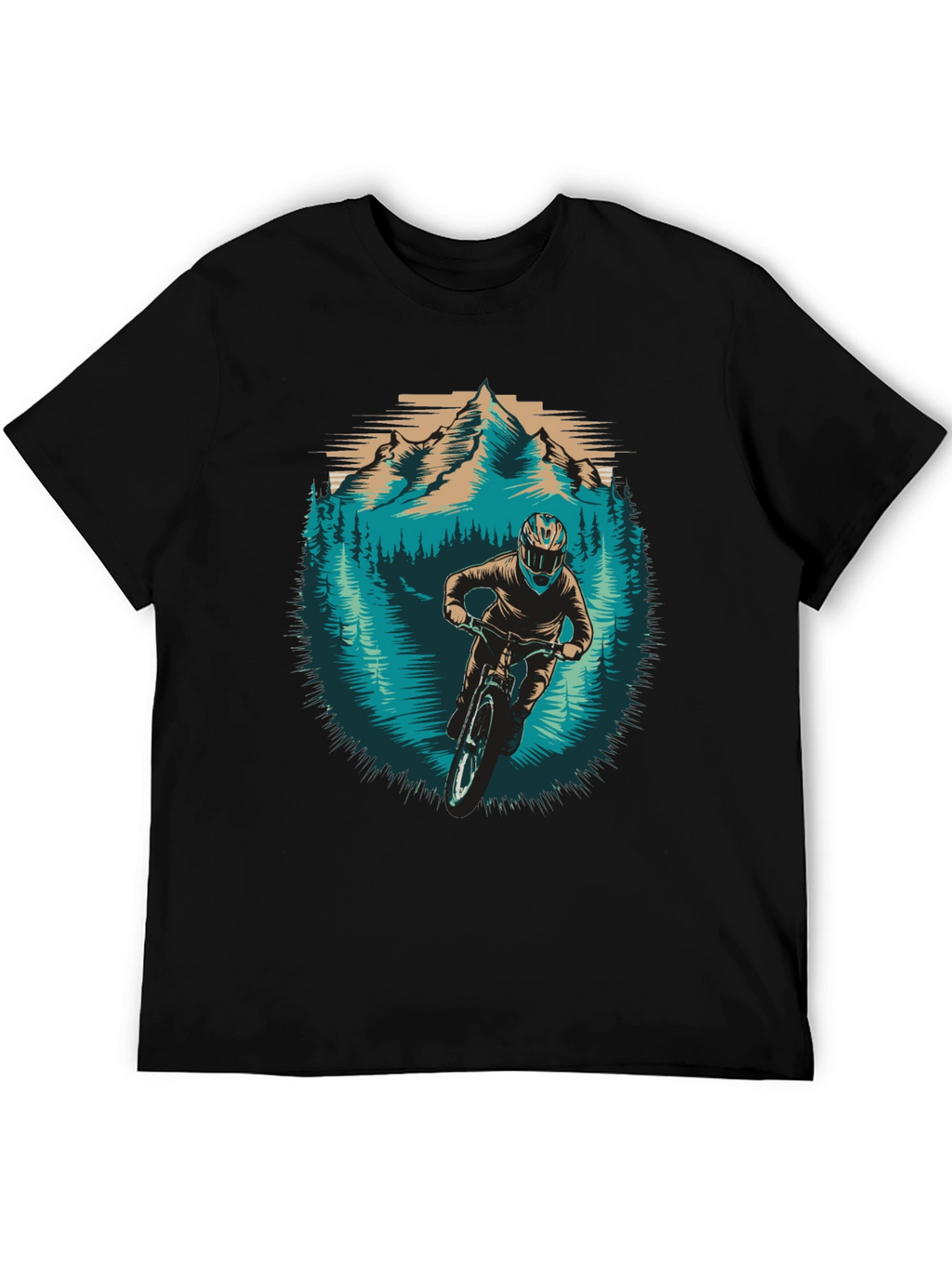 Mountain Biker Graphic Tee - Nature Adventure Shirt
