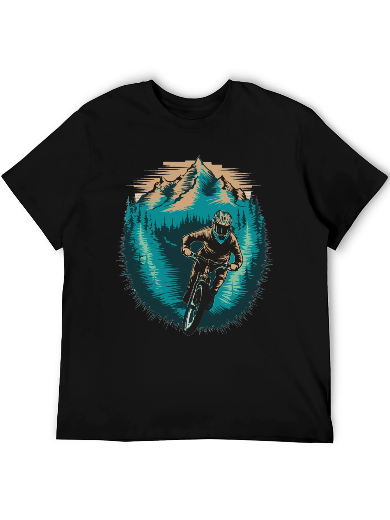 Mountain Biker Graphic Tee - Nature Adventure Shirt