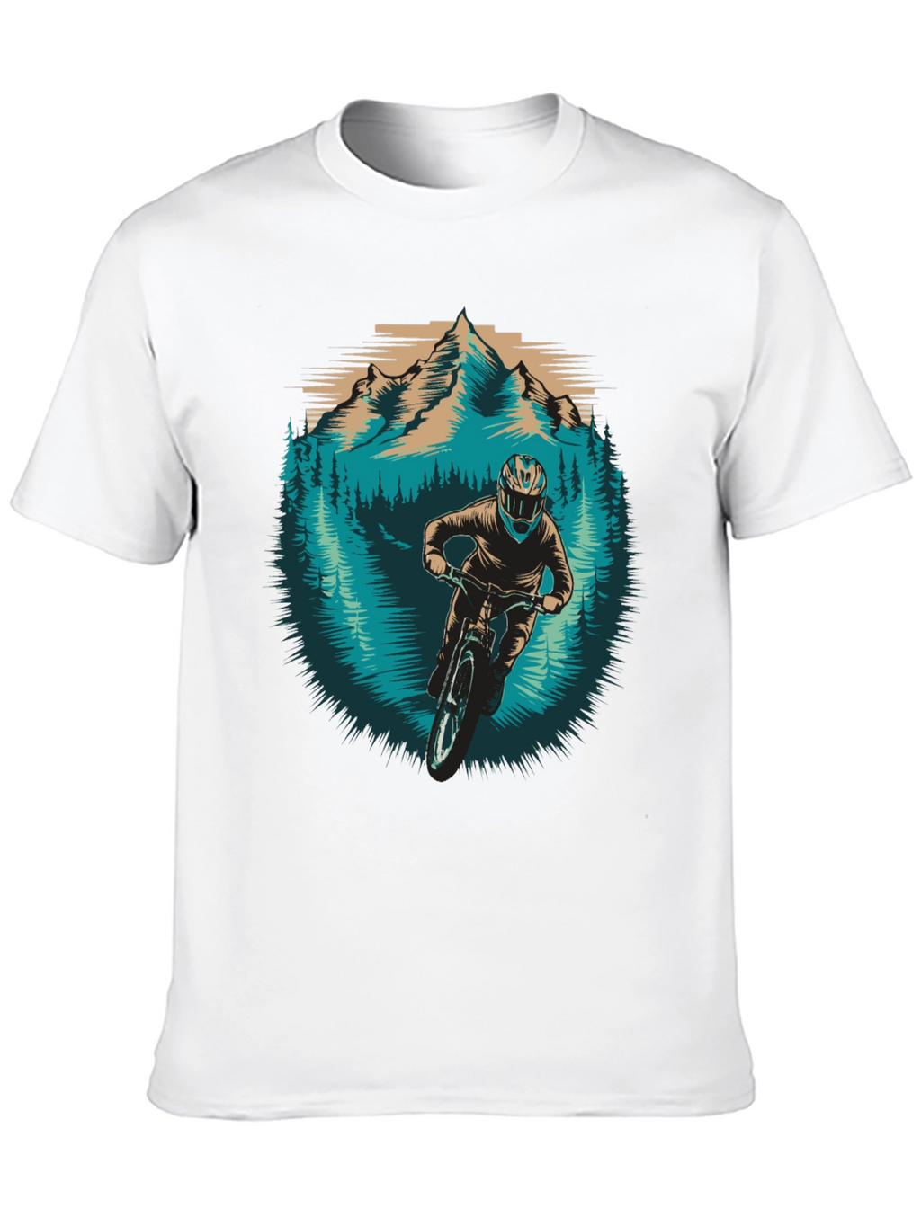 Mountain Biker Graphic Tee - Nature Adventure Shirt