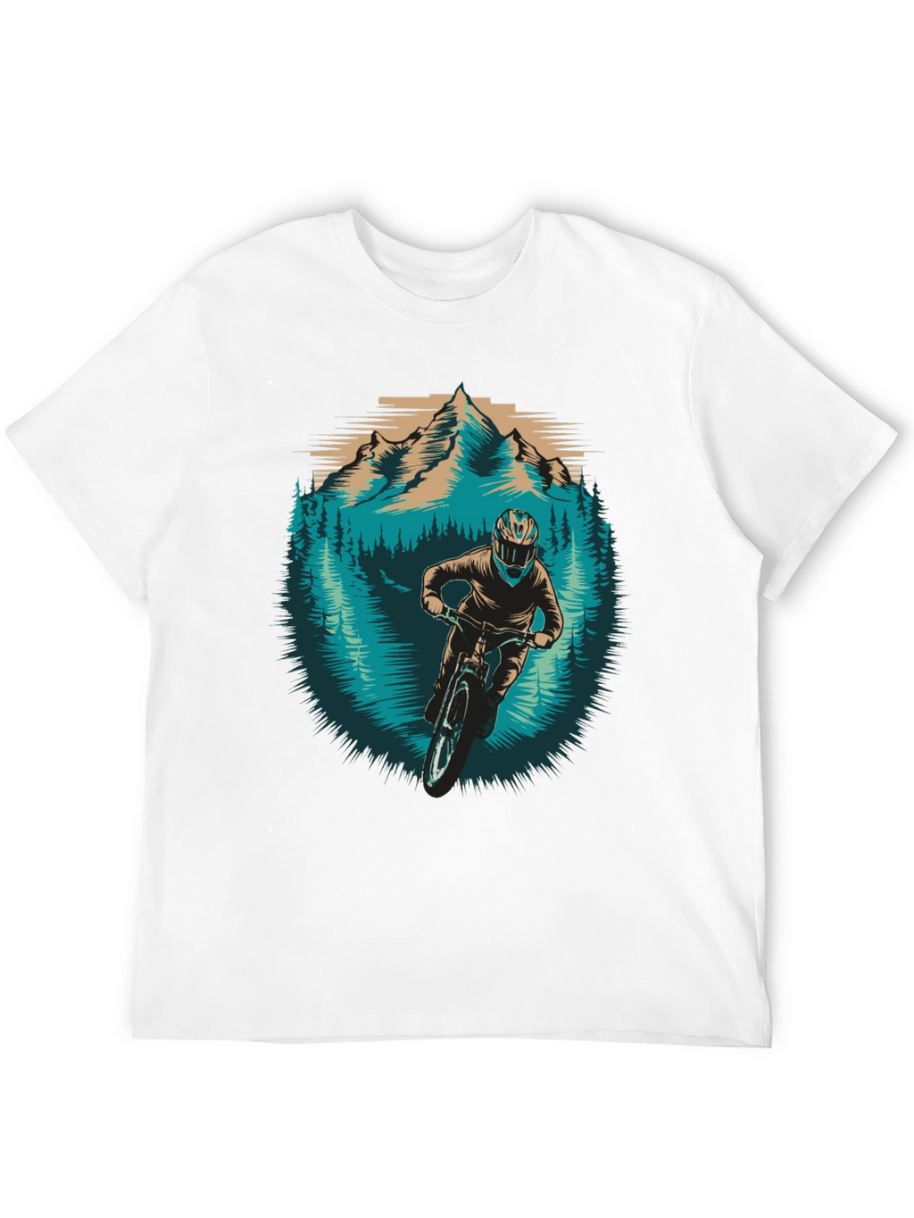 Mountain Biker Graphic Tee - Nature Adventure Shirt